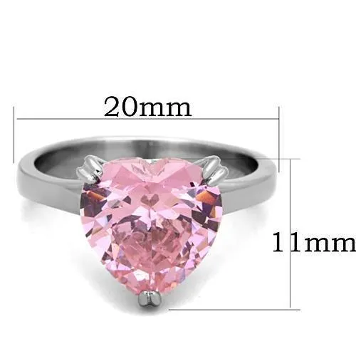High polished (no plating) Stainless Steel Ring with AAA Grade CZ in Rose for Women Style TK1513