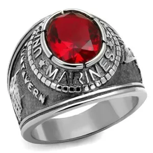 High polished (no plating) Stainless Steel Ring with Synthetic Synthetic Glass in Siam for Women Style TK414703