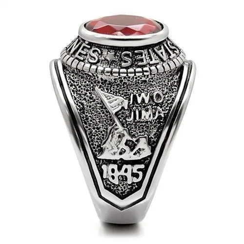 High polished (no plating) Stainless Steel Ring with Synthetic Synthetic Glass in Siam for Women Style TK414703