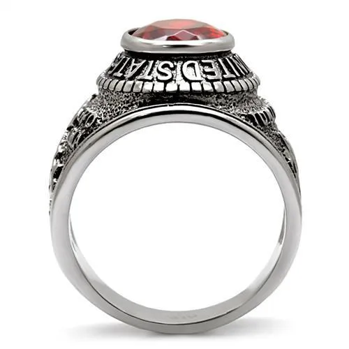 High polished (no plating) Stainless Steel Ring with Synthetic Synthetic Glass in Siam for Women Style TK414703
