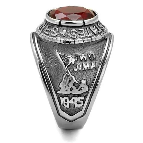 High polished (no plating) Stainless Steel Ring with Synthetic Synthetic Glass in Siam for Women Style TK414703