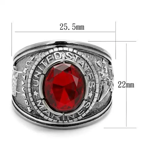 High polished (no plating) Stainless Steel Ring with Synthetic Synthetic Glass in Siam for Women Style TK414703