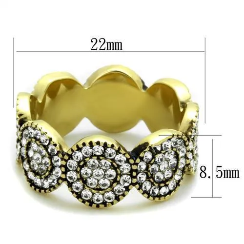 IP Gold(Ion Plating) Stainless Steel Ring with Top Grade Crystal in Clear for Women Style TK1875