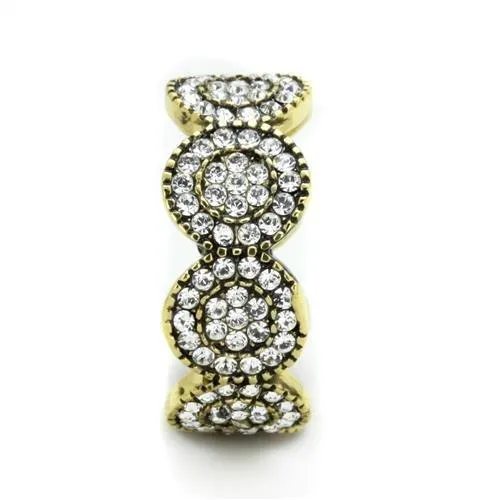 IP Gold(Ion Plating) Stainless Steel Ring with Top Grade Crystal in Clear for Women Style TK1875