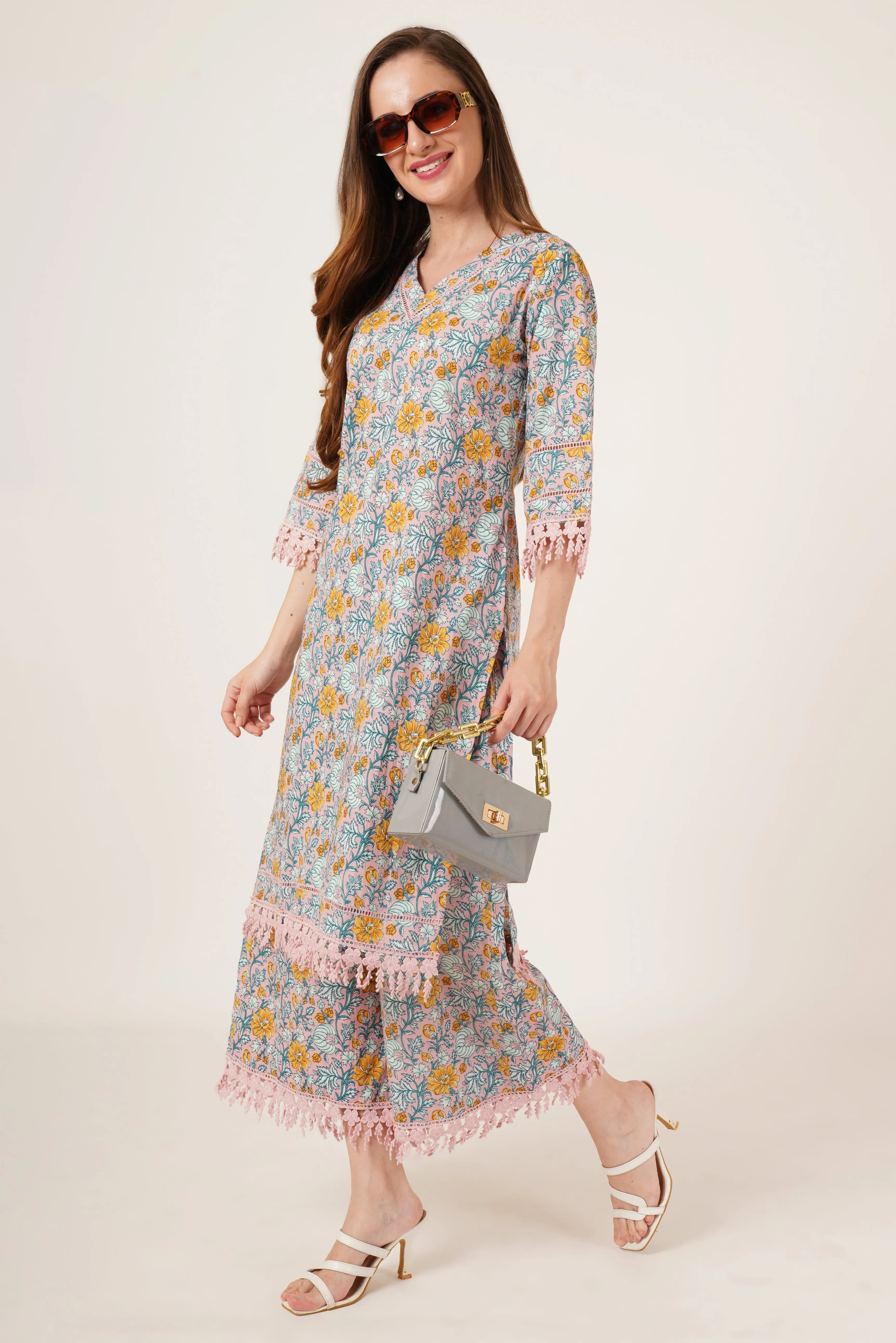 Jaipuri Heritage Cotton Palazzo Kurta Set For Women