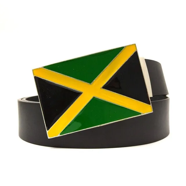 Jamaica Flag Leather Belt