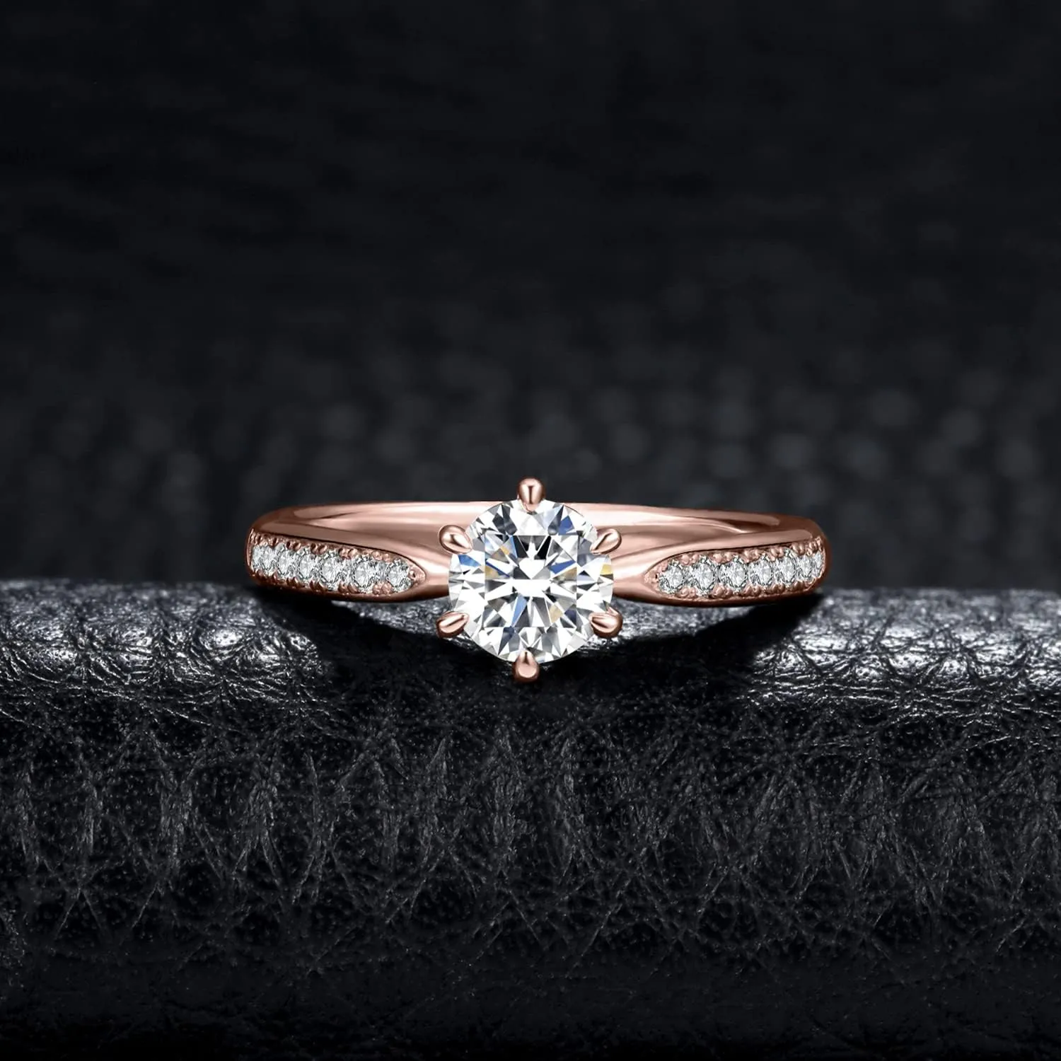 JewelryPalace Classic 1ct 2ct 3ct Moissanite Solitaire Engagement Rings for Women, 925 Sterling Silver Promise Ring for Her, Round Cut Simulated Diamond Anniversary Wedding Rings D-F VVS Size 4-12