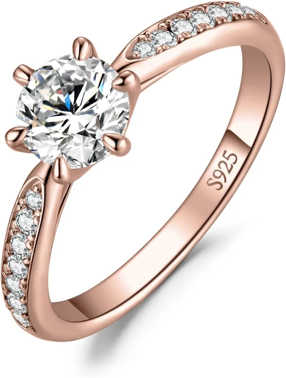 JewelryPalace Classic 1ct 2ct 3ct Moissanite Solitaire Engagement Rings for Women, 925 Sterling Silver Promise Ring for Her, Round Cut Simulated Diamond Anniversary Wedding Rings D-F VVS Size 4-12