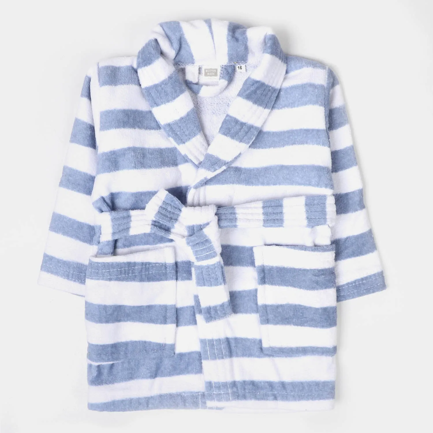 Kids Bathrobe Blue Stripe | 0-1 Years