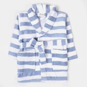 Kids Bathrobe Blue Stripe | 0-1 Years