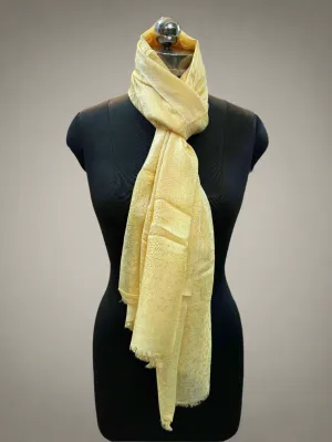 Lemon Yellow Self-Weave Luxurious Pure Pashmina Scarf