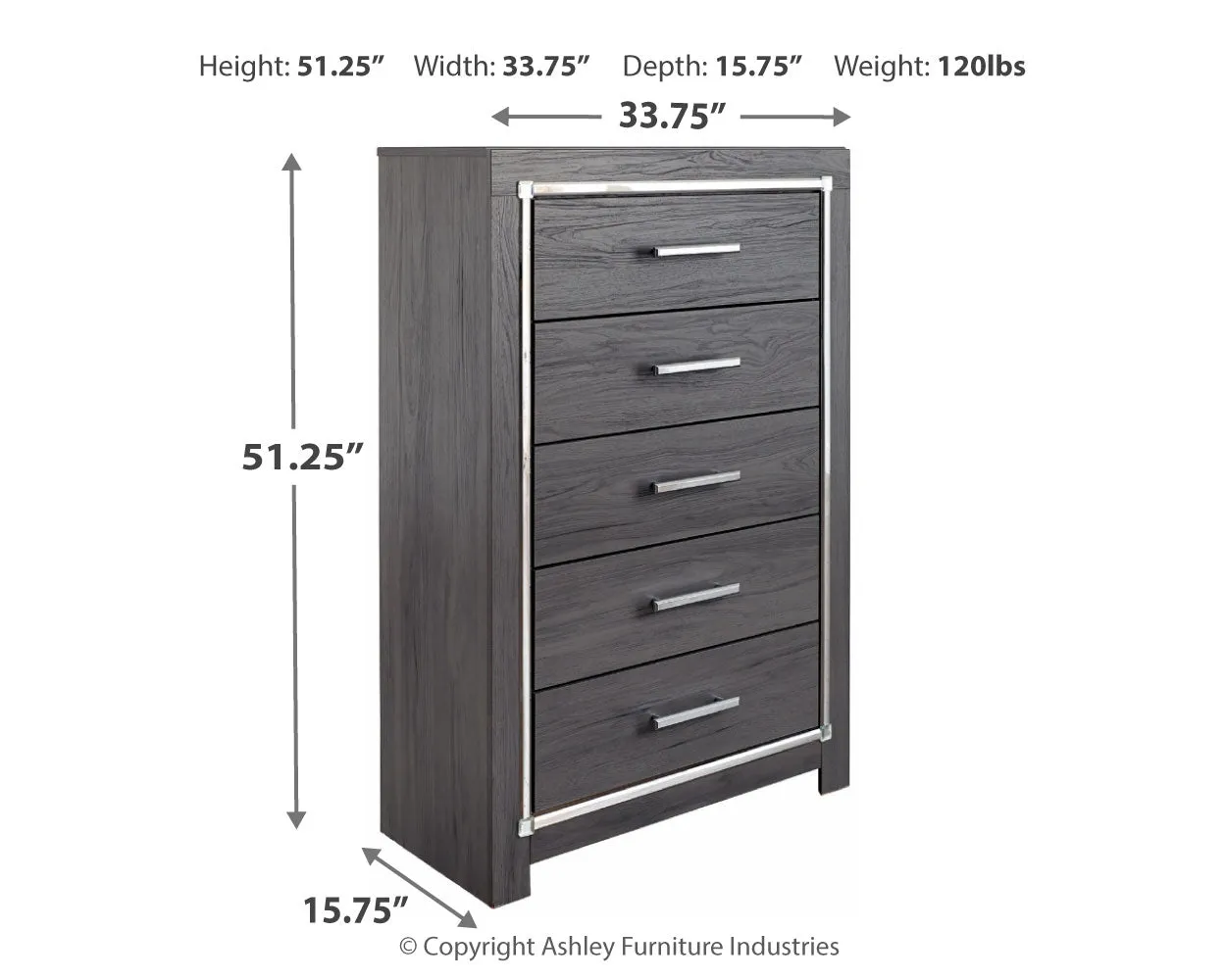 Lodanna Full Panel Bed with 2 Storage Drawers with Mirrored Dresser, Chest and Nightstand in Gray