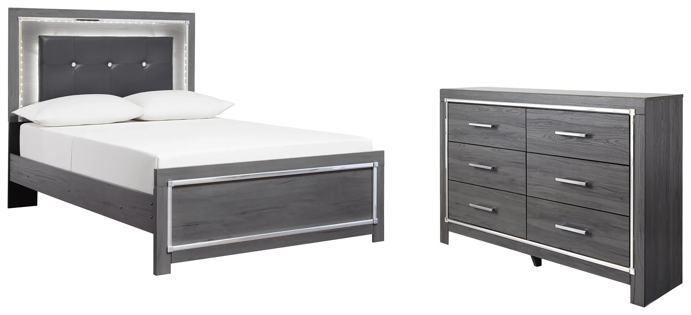 Lodanna Full Panel Bed with Dresser in Gray