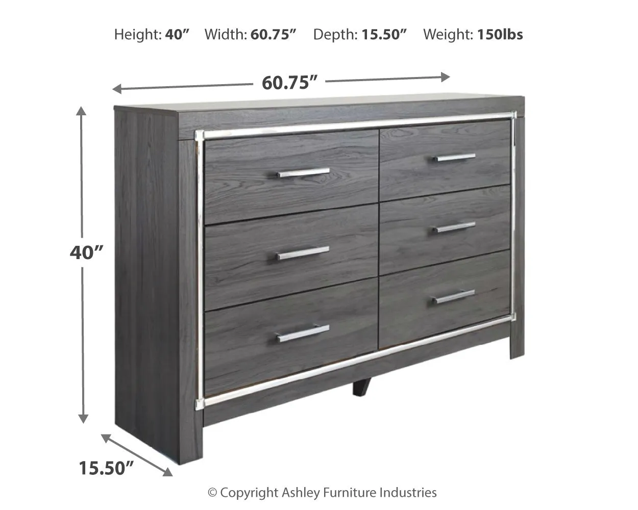 Lodanna Full Panel Bed with Dresser in Gray