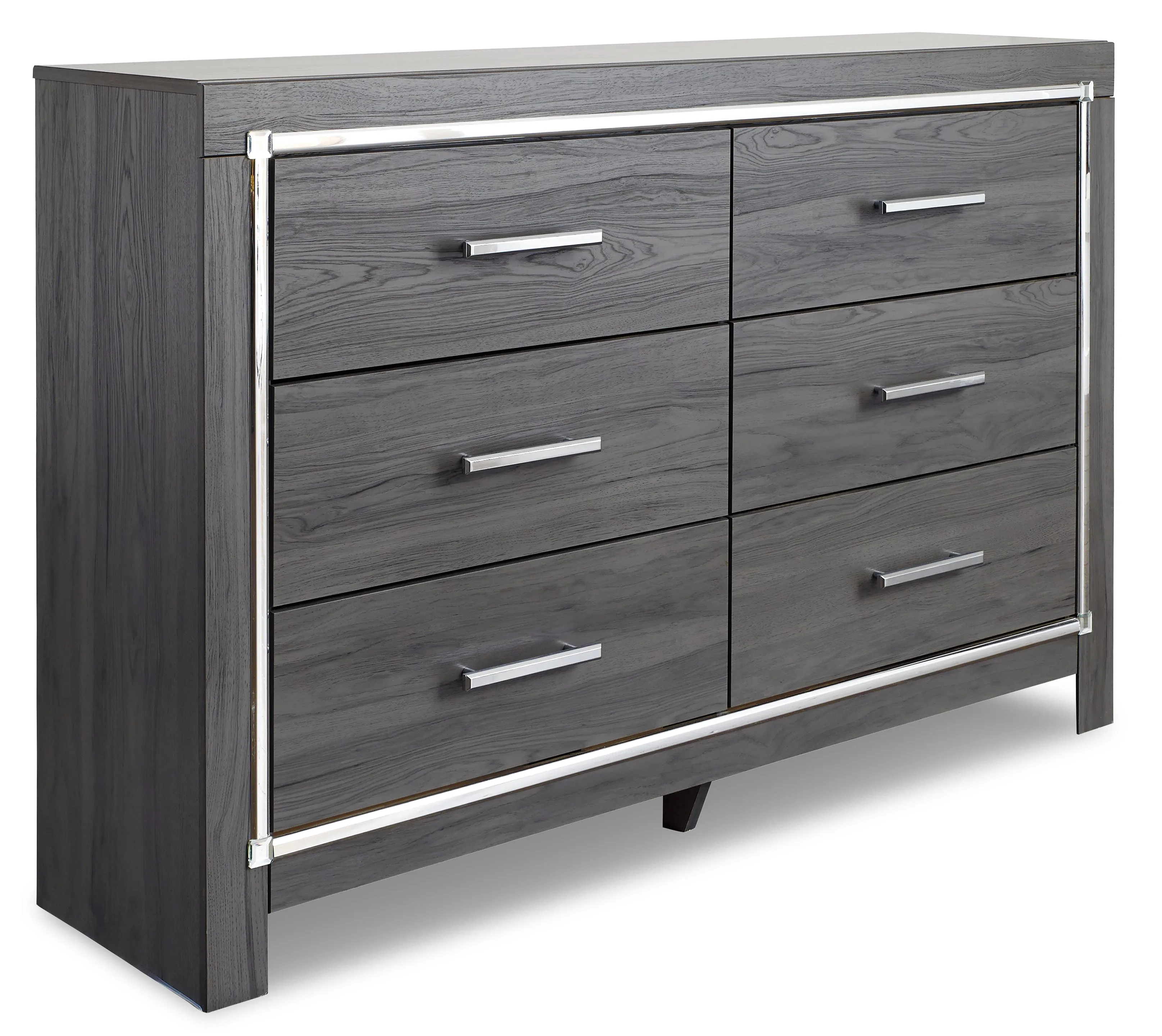 Lodanna Queen Panel Bed with 2 Storage Drawers with Dresser in Gray