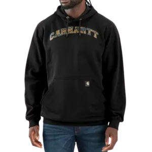 Loose Fit Midweight Camo Logo Graphic Sweatshirt | Black