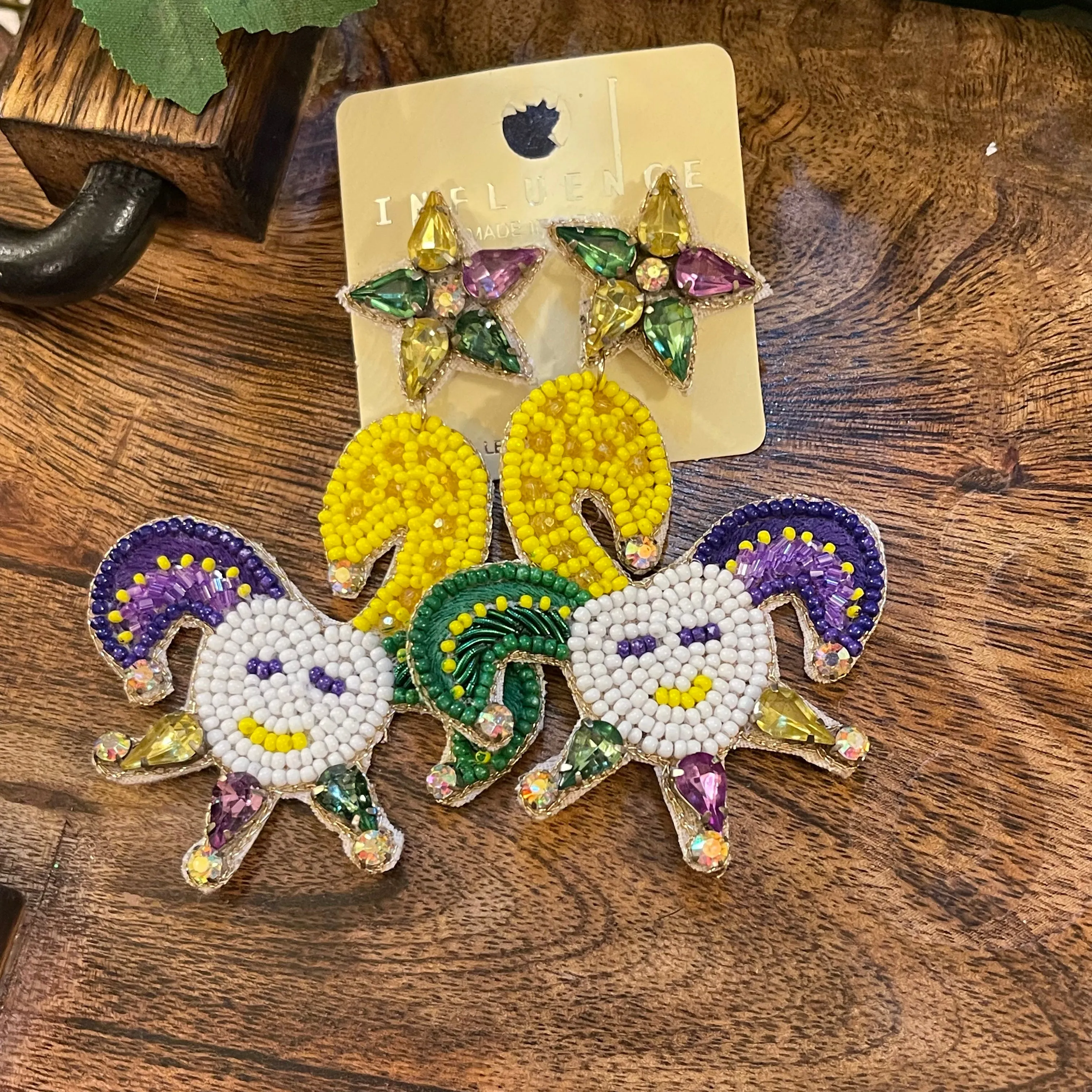 Mardi Gras Jester Seed Bead Post Back Earrings