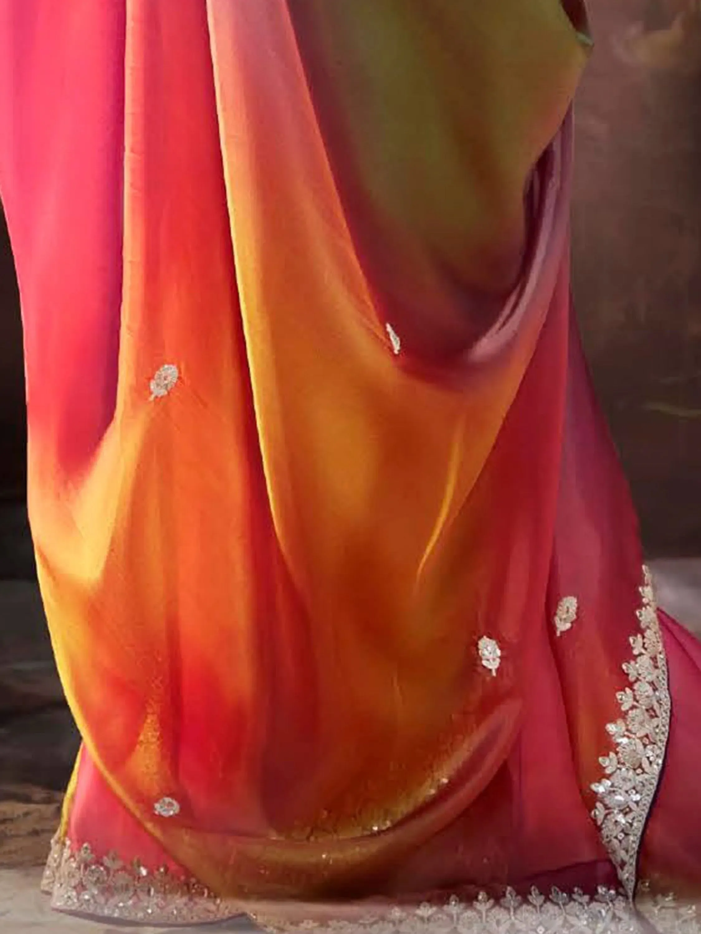 Multi Colored Organza Sequins Worked Festival Wear Designer Saree