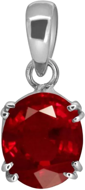 Natural Ruby Pendant Certfied Necklace 5.55 Carat precious Oval Shape Stone Pendant Pure 925 Sterling Silver