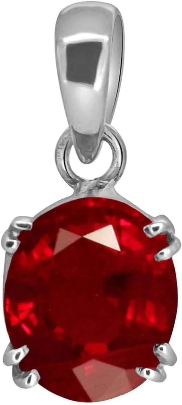 Natural Ruby Pendant Certfied Necklace 5.55 Carat precious Oval Shape Stone Pendant Pure 925 Sterling Silver