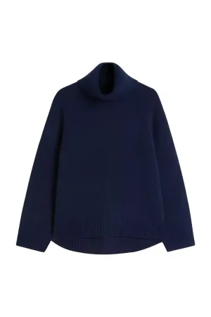 Navy Cashmere Lofty Roll Neck