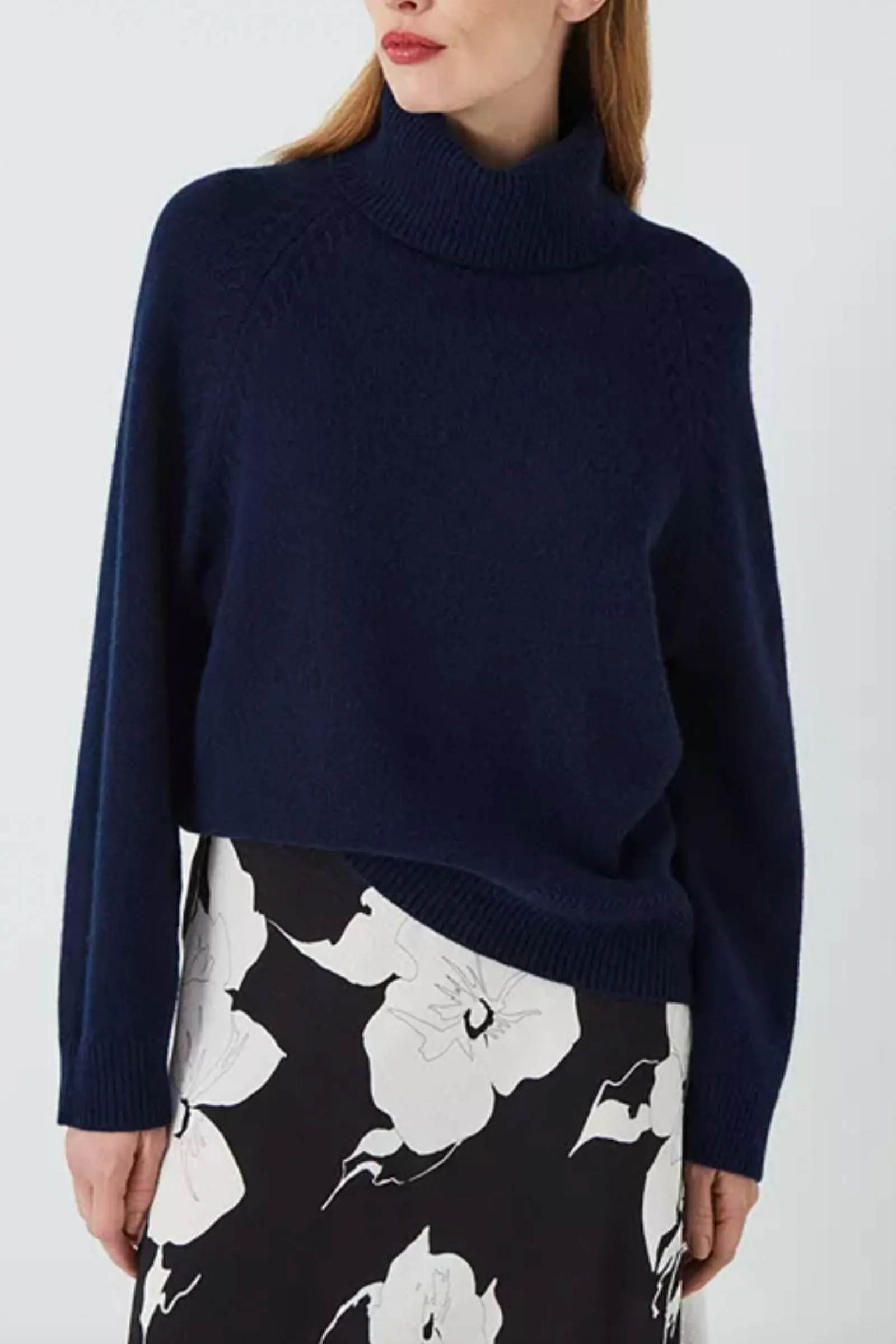 Navy Cashmere Lofty Roll Neck