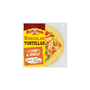 Old El Paso 8 Regular Super Soft Corn and Wheat Tortillas 335g – Soft Tortillas for Tacos and Wraps