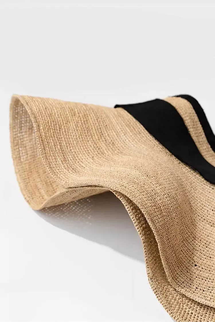 Packable Wrap-around Straw Sun Visor with Bow