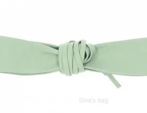 Pale Mint Green Obi belt soft genuine leather wrap belt | Wide waist belt in genuine leather | Genunine leather wrap around boho dress belt