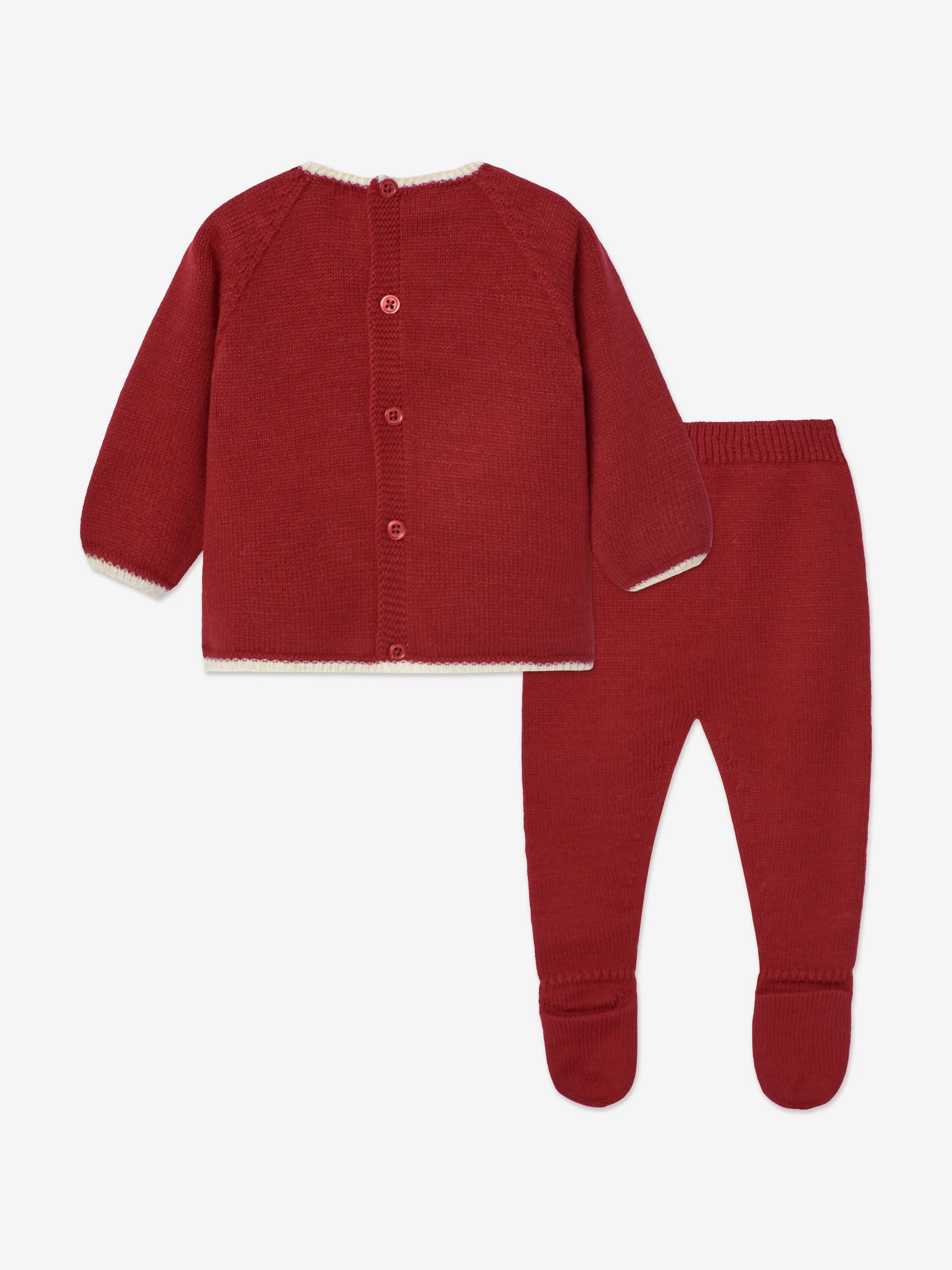 Paz Rodriguez Baby Knitted 2 Piece Snowflake Set in Red