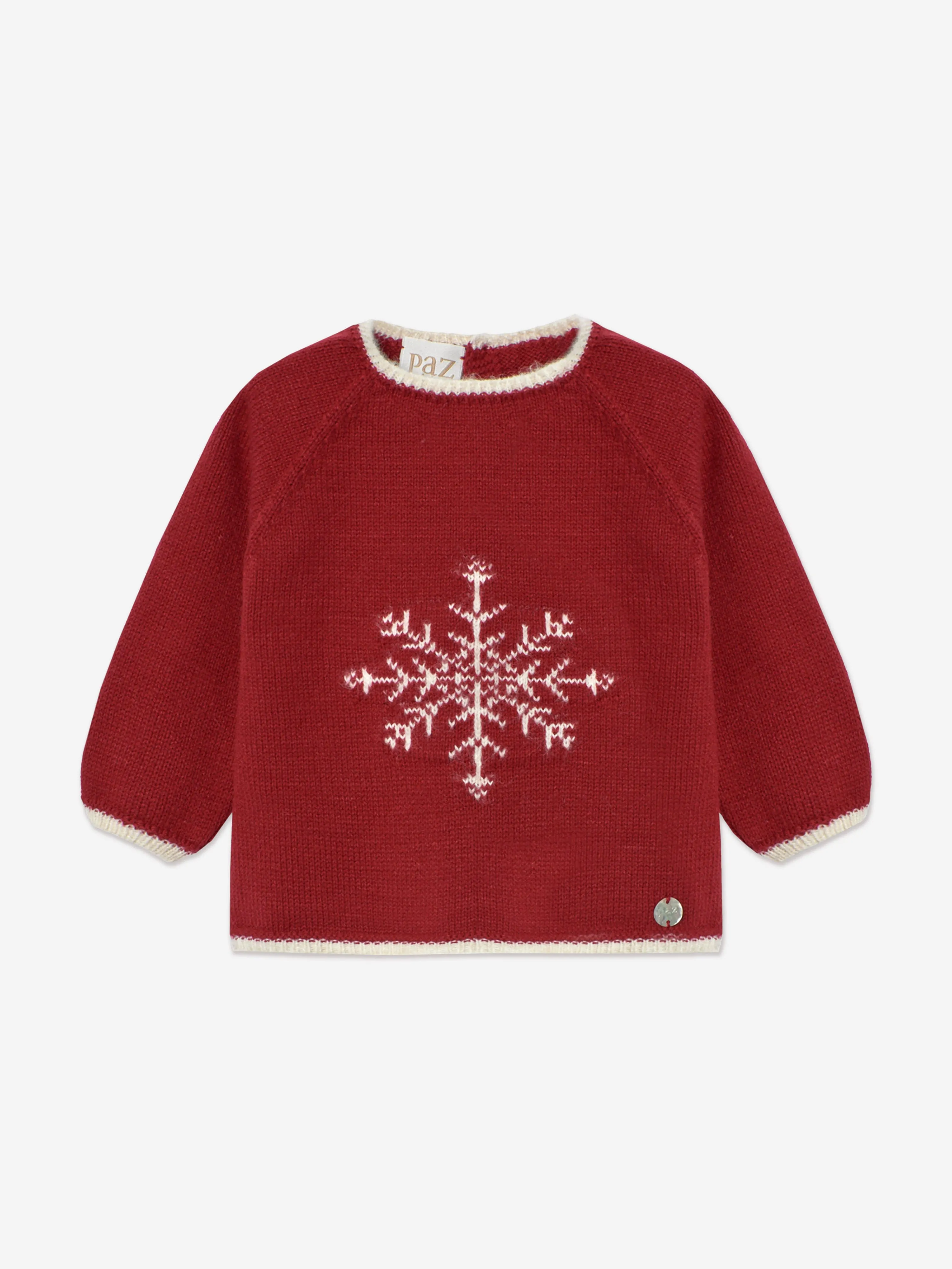 Paz Rodriguez Baby Knitted 2 Piece Snowflake Set in Red