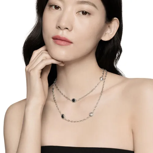 Pearl Classics Station Chain Necklace in Sterling Silver with Black Onyx, 4mm, 36"