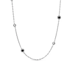 Pearl Classics Station Chain Necklace in Sterling Silver with Black Onyx, 4mm, 36"