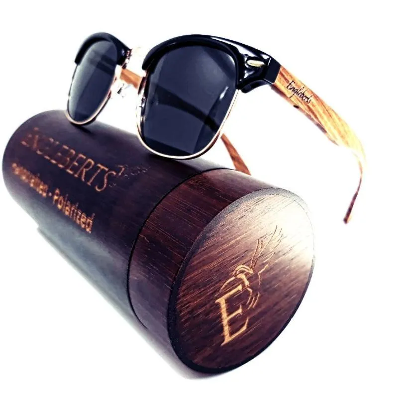 Real Walnut Wood Club Style Sunglasses