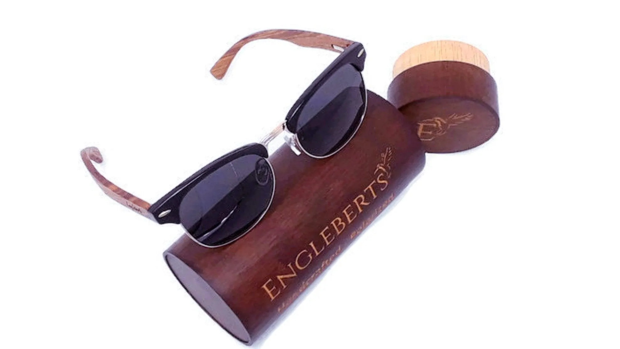 Real Walnut Wood Club Style Sunglasses