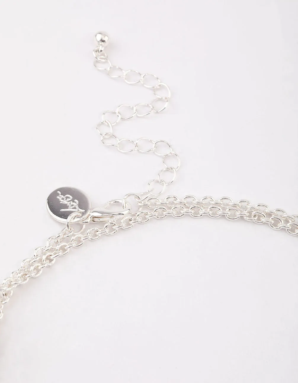Rhodium Decorative Diamante Long Necklace