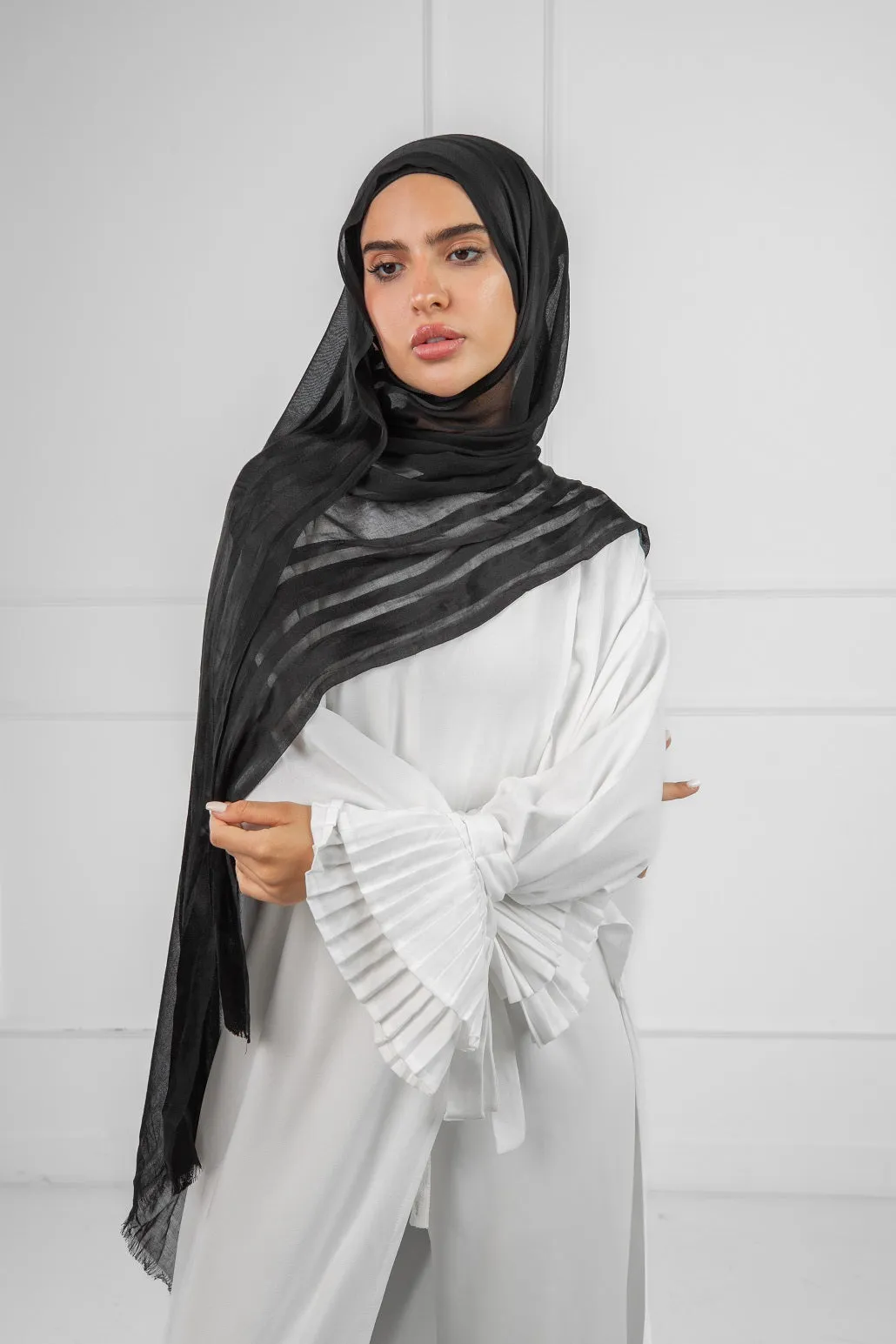 Satin striped Modal - Black