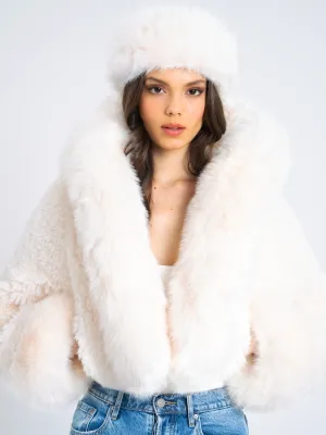 Sienna - White Cropped Faux Fur Jacket