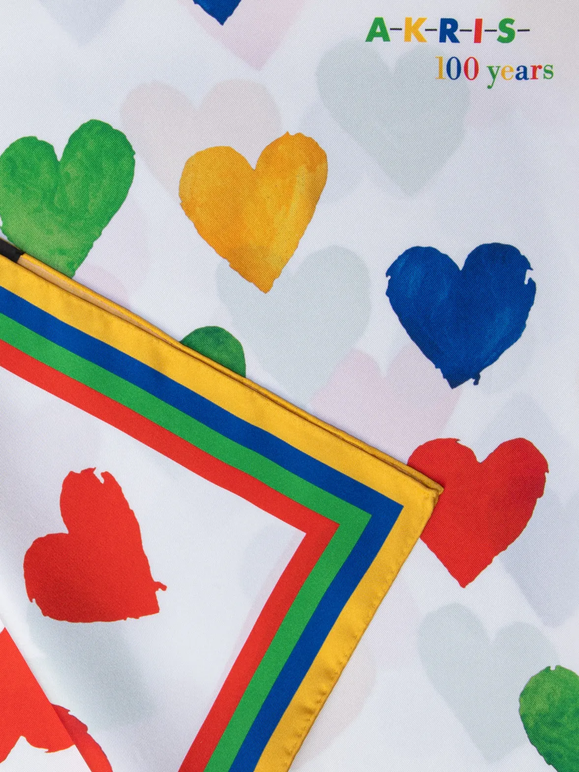 Silk Twill Scarf with Hearts Print