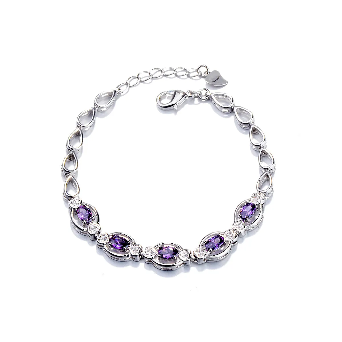 Sterling Silver & Purple Tanzanite Tennis Style Bracelet