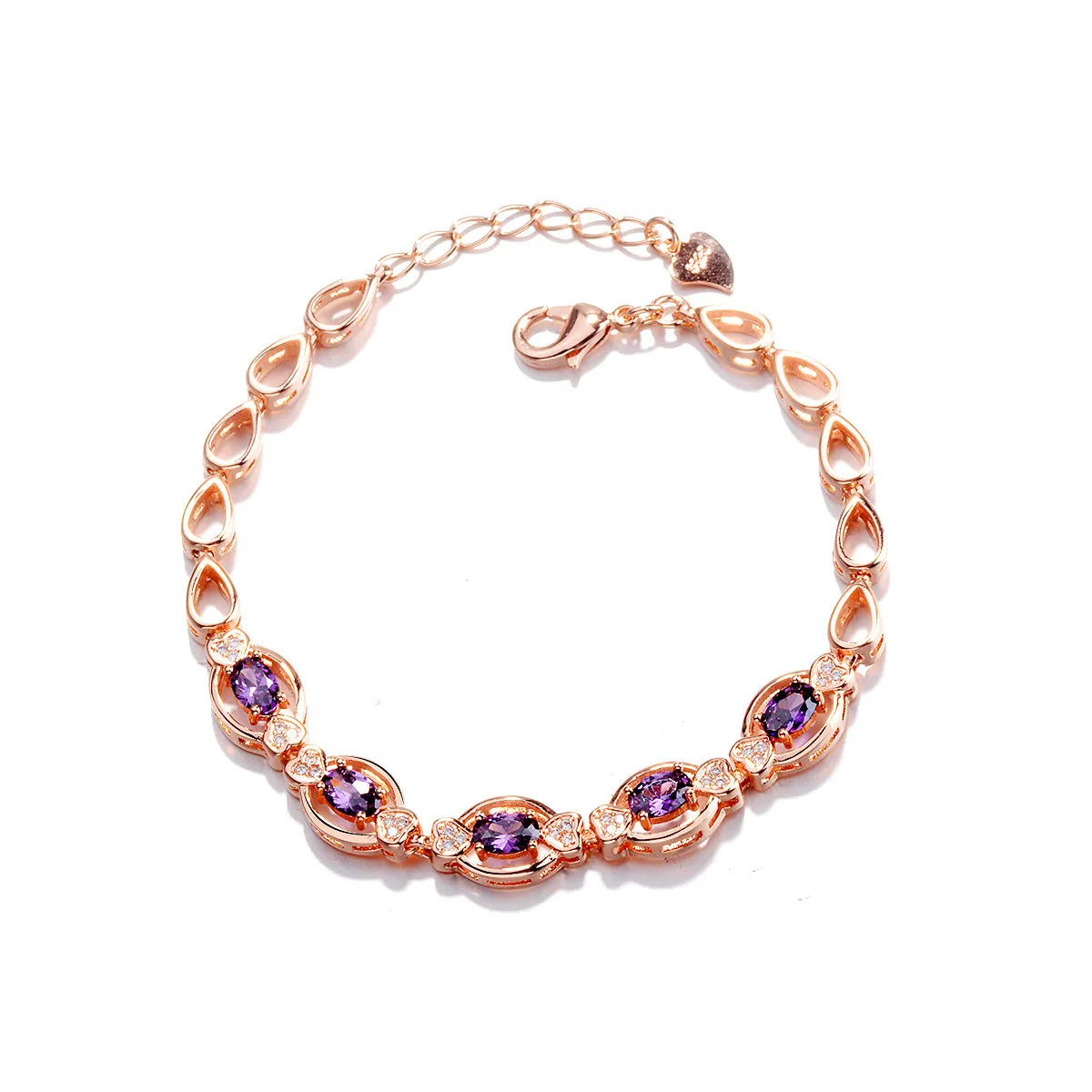 Sterling Silver & Purple Tanzanite Tennis Style Bracelet