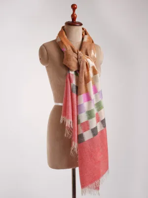 Vibrant Hues Handloomed Ikat Pashmina Shawl