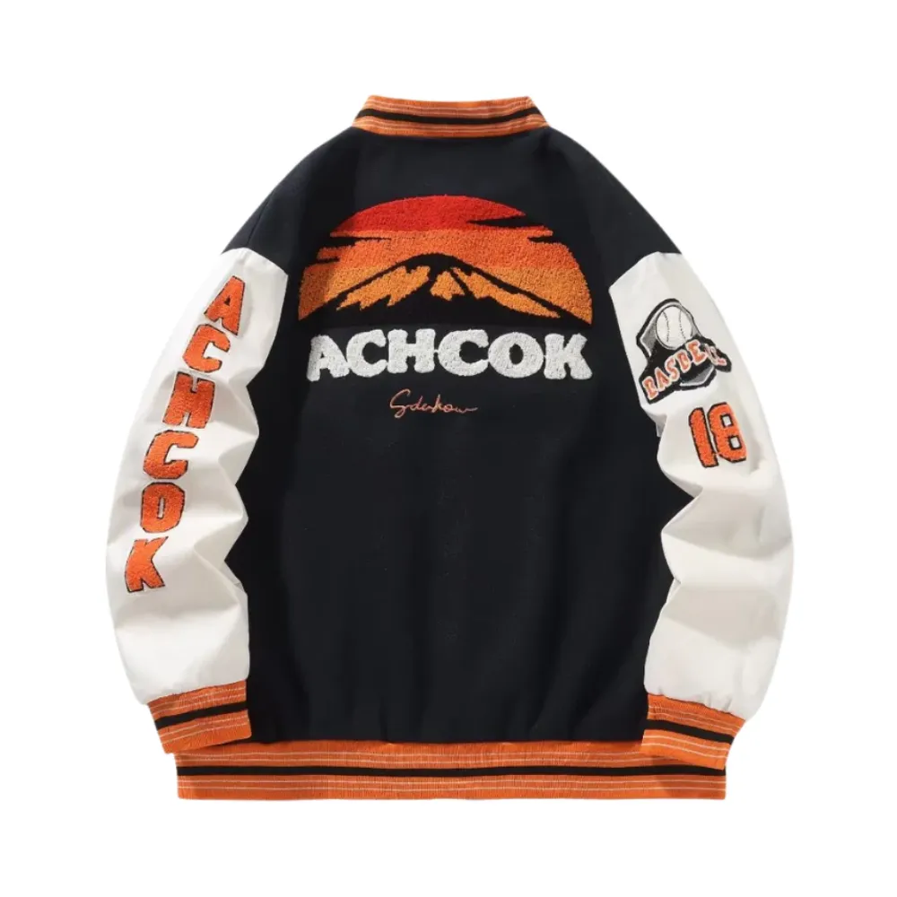 “Vintage Sunset Flock Jacquard Varsity” Jacket