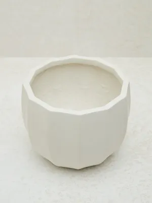 Westside Home White Ribbed Textured Planter