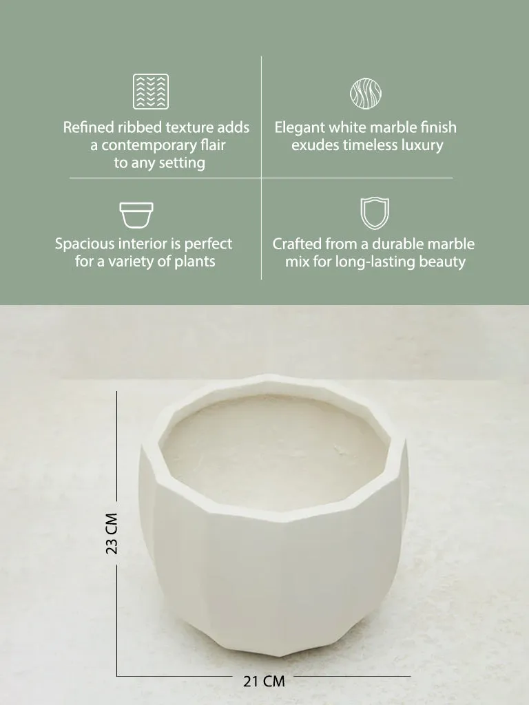 Westside Home White Ribbed Textured Planter