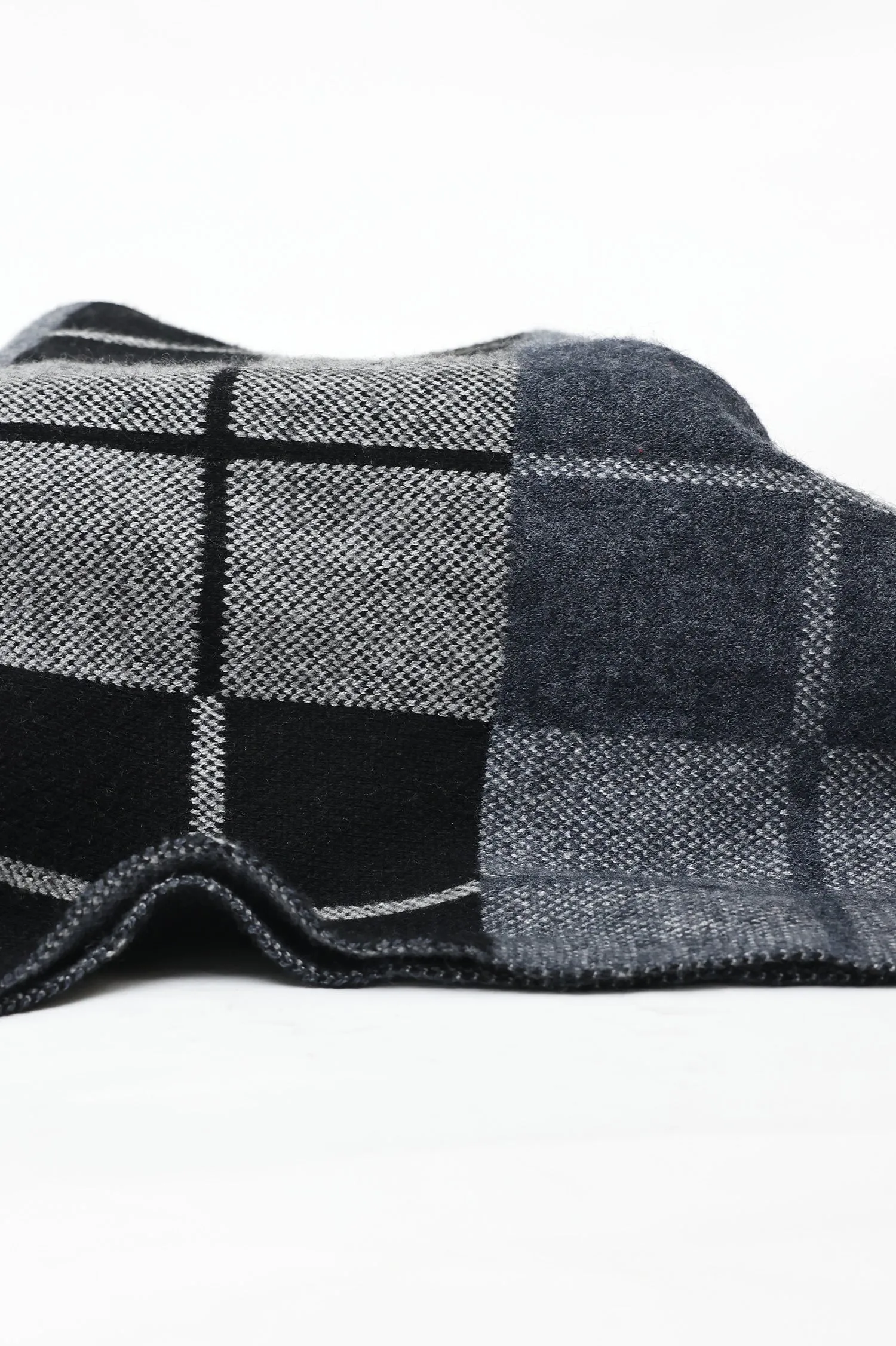 WINDOWPANE CHECK SCARF-BLACK