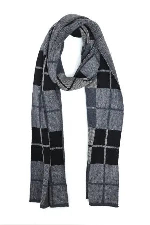WINDOWPANE CHECK SCARF-BLACK