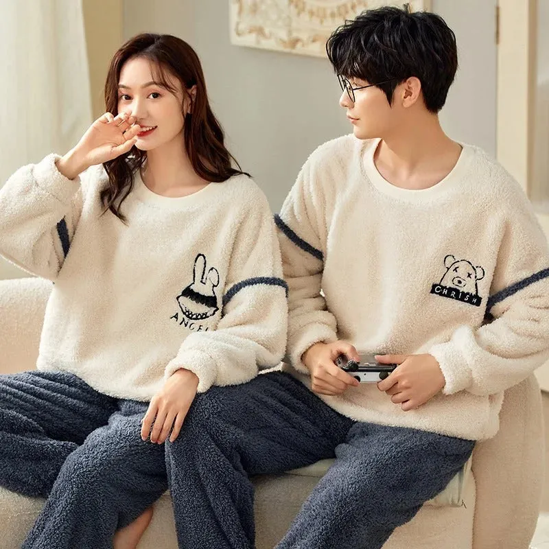 Winter Flannel Bear Couple Pajama Set