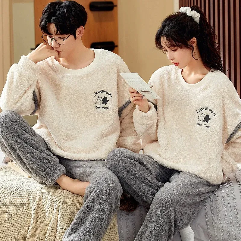 Winter Flannel Bear Couple Pajama Set