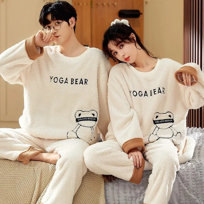 Winter Flannel Bear Couple Pajama Set